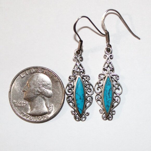 Sterling Silver Faux Turquoise Earrings - Picture 3 of 5